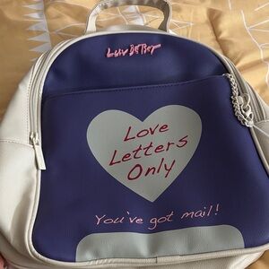 Betsey Johnson Love Letters Purple and Cream Backpack